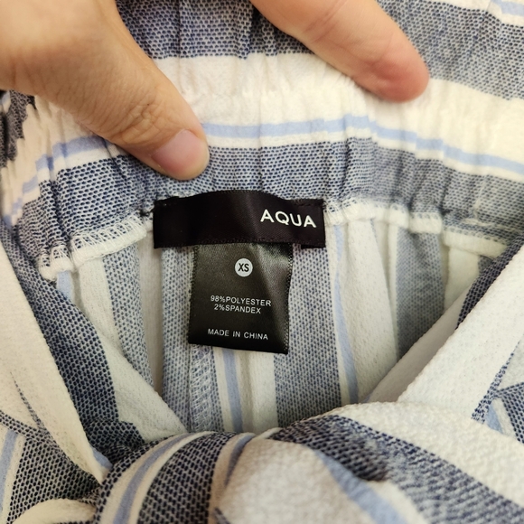 Aqua by Bloomingdale's Flowy High-Waisted Striped Wrap Tie Pants - Blue & White - Picture 10 of 10